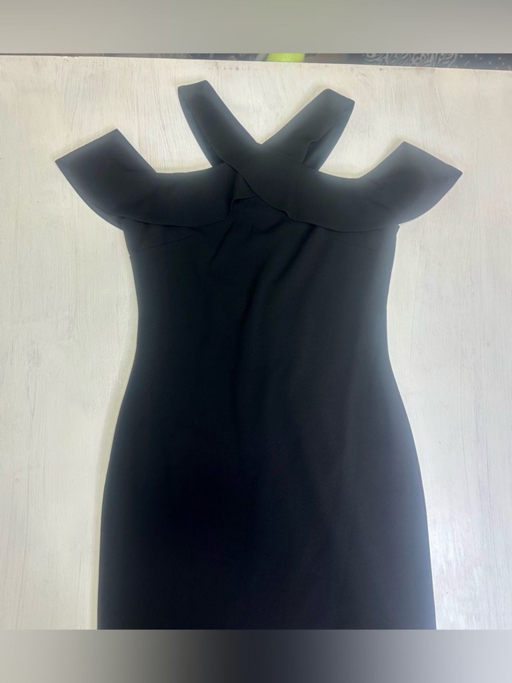 RACHEL Rachel Roy Cold Shoulder Ruffle Halter Black Midi Dress – Size 12 - Picture 3 of 14